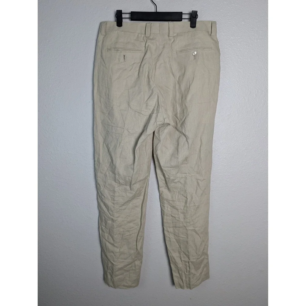 Lauren Ralph Lauren Mens 100% Linen Pants Beige Tan Straight Leg 33W 32L 33x31